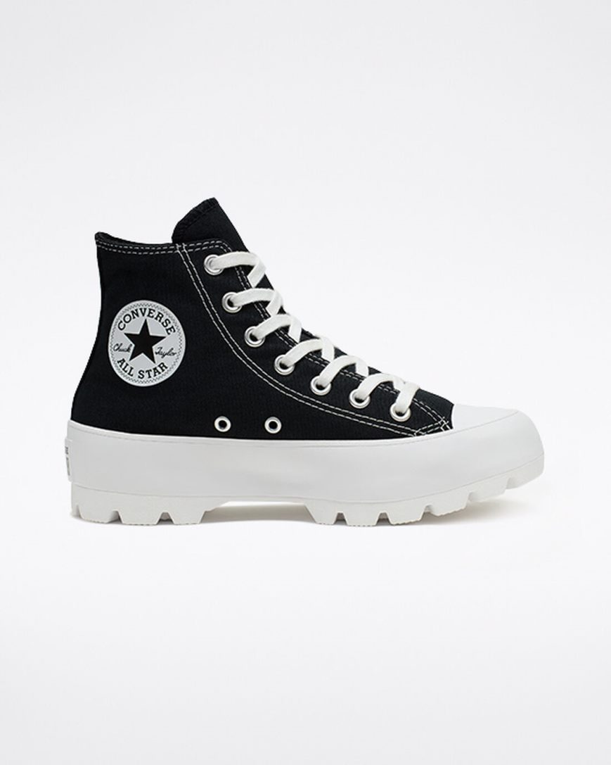 Tenis Converse Chuck Taylor All Star Lugged Cano Alto Feminino Pretas Branco Pretas | PT I0590P4